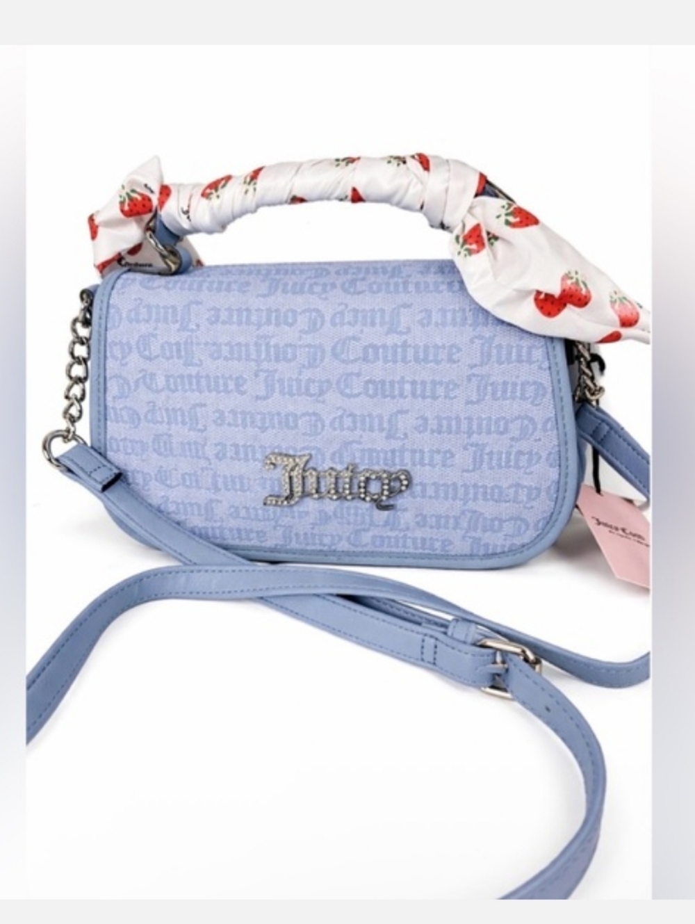 Juicy Couture NWT Drama Queen Flap Crossbody Bag W/Strawberry Scarf Accent